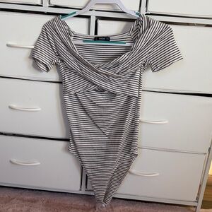 SHEIN Monochrome Striped Bodysuit
